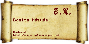 Bosits Mátyás névjegykártya